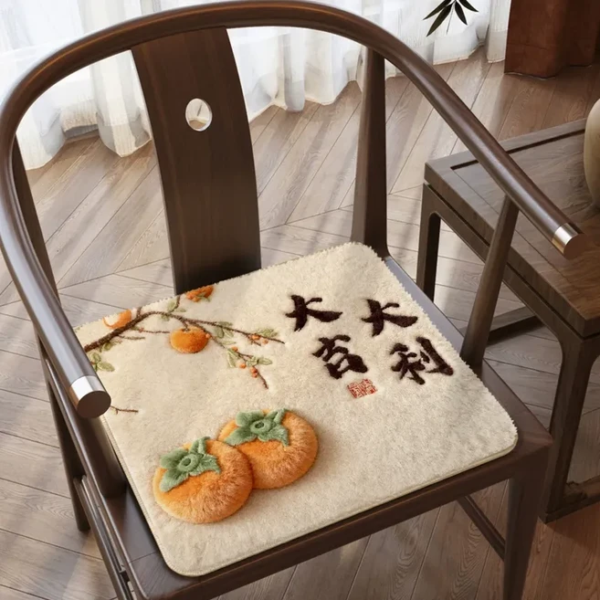 中式冬季加厚坐墊 毛絨爬牆大橘N