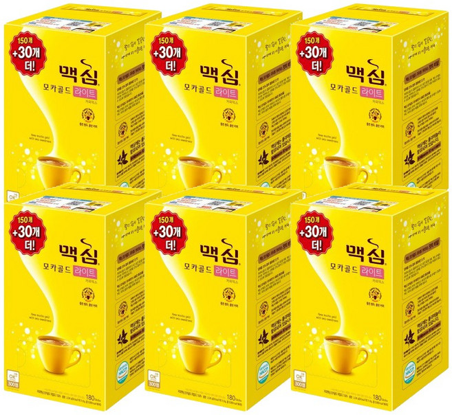 동서식품 맥심 모카골드 라이트 커피믹스 180개입 x 6개, 12g