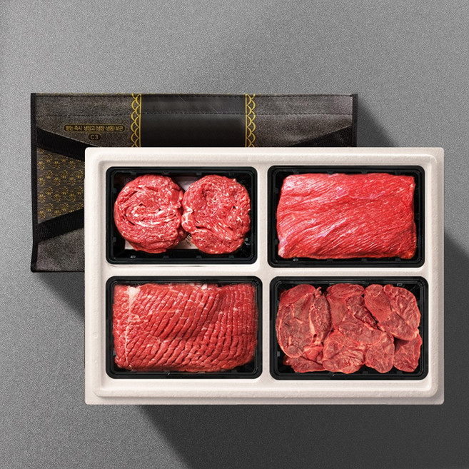 [기품맛담 ] 1+ 숙성한우특선 정육 1.6kg 혼합 선물세트1호(불4국4산4장4), 1박스