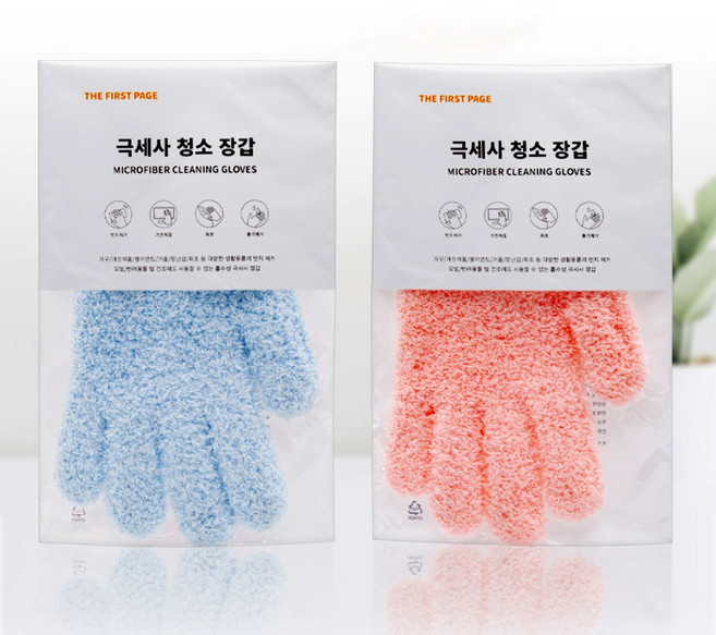 극세사 먼지 청소 장갑 1+1(핑크+블루) l 가구 화초 거울 모니터 책상 먼지털이 손걸레, 1개