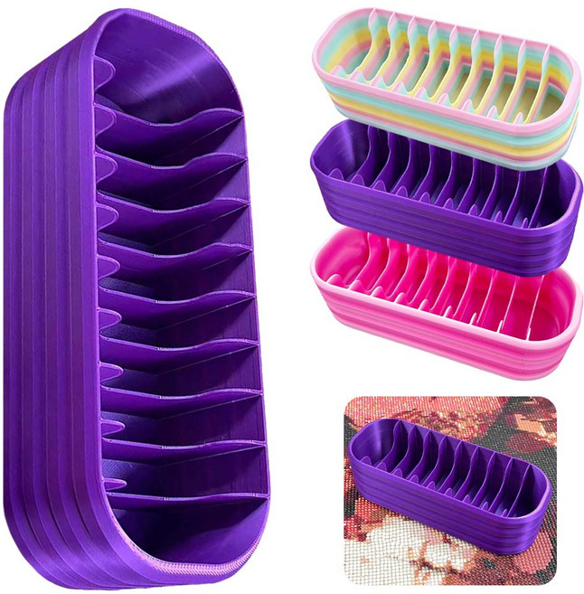 루베이 보석십자수 비즈 보관함 케이스 독립 분리 수납 책상 정리 깔끔 십자수/보석/공예, 자주색, 1개