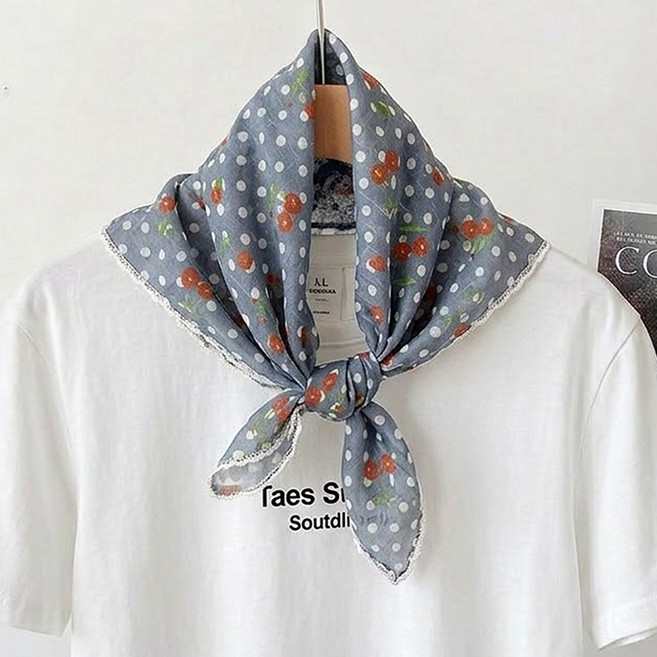 여성 레이스 손수건 플라워 면 쁘띠 스카프 선물용