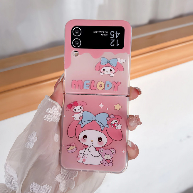 아펙시움 갤럭시 z플립3 z플립4 z플립5 z플립6 휴대폰 케이스 온 스크린 핑크 곰돌이