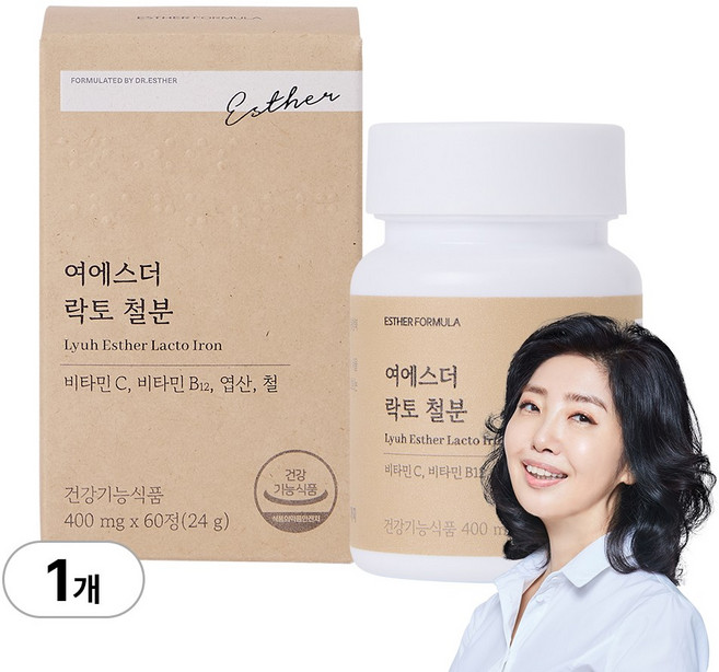 [본사직영] 여에스더 락토 철분 (비헴철 X 엽산 X 비타민 2종), 60정, 1박스