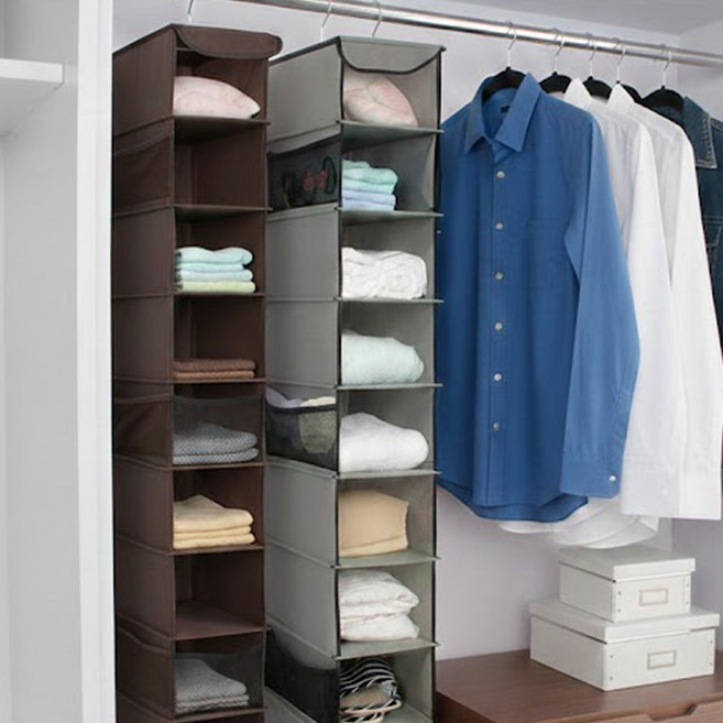 옷장소품걸이 수납정리함 행잉 오거나이저 10단, 1개, 브라운10단