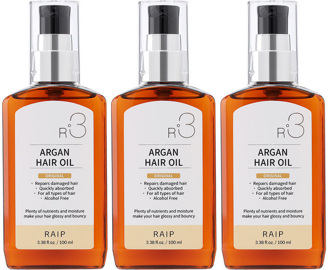 라입 R3 아르간오일 헤어에센스 오리지널, 100ml, 3개
