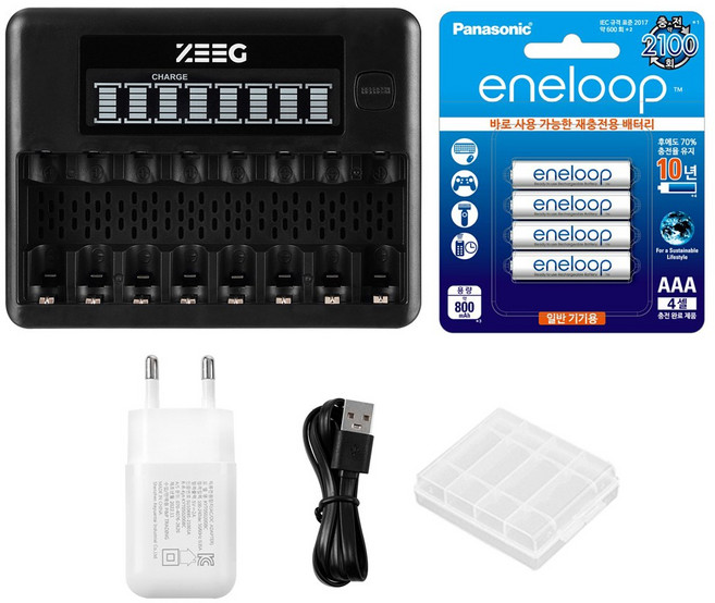 지그 스마트 8구 LCD 충전기 + 에네루프 충전지 세트, 1개