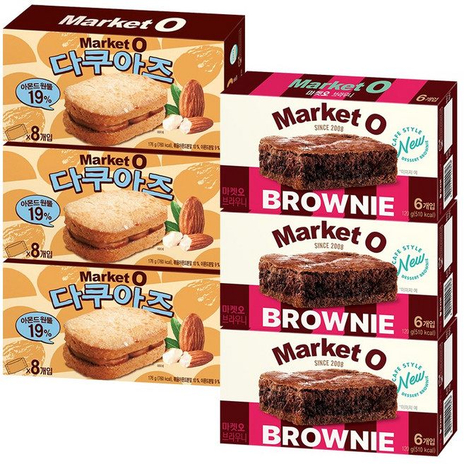 오리온 마켓오 브라우니 + 다쿠아즈, 3세트, 296g