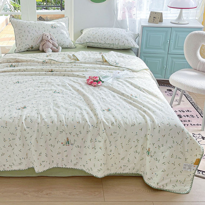 수스존 프리미엄 100% 순면 사계절 먼지없는 차렵이불 + 베개커버 세트