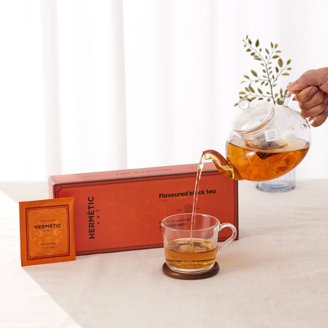 에르메틱 아트 오렌지 파티 - 프리미엄 블렌드 21티백 홍차 기념일선물 스트레스완화 기분전환 선물세트, 1박스, 2.3g, 21개입