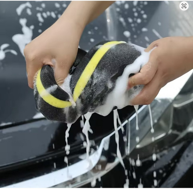 워시결 세차스펀지 세차용품 셀프세차 광택 대형스폰지 자동차세차, 블랙골드 엣지, 1개