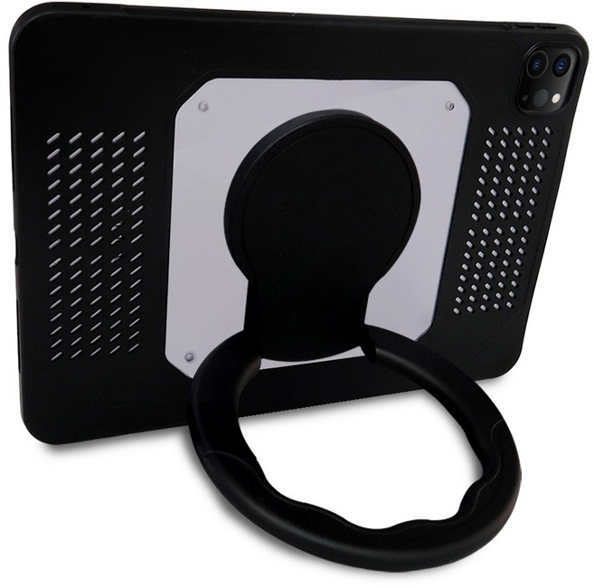 더조은셀러 아이패드 호환 프리 핸들 360도 거치 케이스, 블랙, 1개