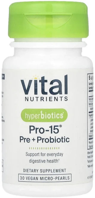 몸관리하세요 겨울입니다 Vital Nutrients Hyperbiotics® Pro-15® 프리바이오틱 + 프로바이오틱 비건 마이크로 펄 30개 특별관리진행, VitalNutrientsHyperbioticsPro1, 1개, 30정 - 쿠팡
