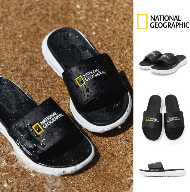 국내매장판 내셔널지오그래픽 슬리퍼 픽셀 슬라이드 블랙 여름 바캉스 물놀이 신발 실내화 남여공용 커플