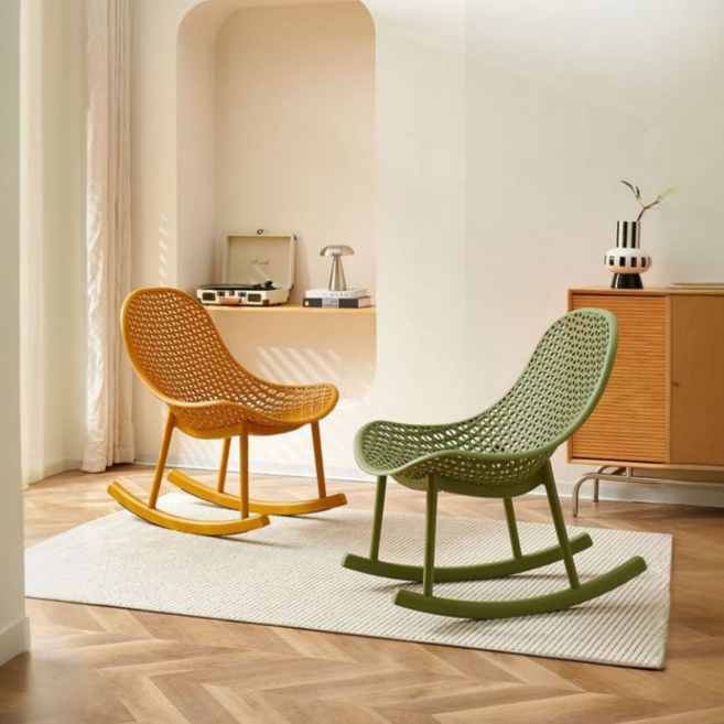 릴렉에코 플라스틱 흔들의자 안락 독서 스윙 릴렉스 무중력 편한 1인 체어, 1개, 그린컬러