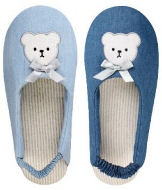 컬러매치 여성용 구미 덧신 실내화, 네이비, 1개