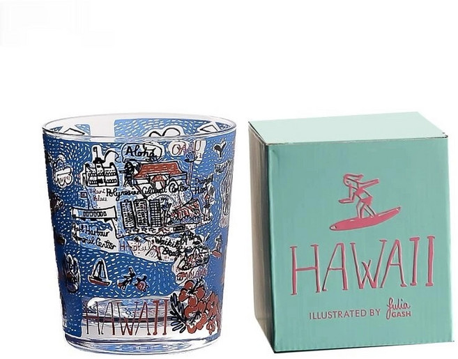 페어리아일랜드 일본제조 줄리아 가쉬 세계 도시 일러스트 위스키 온더락 글라스, 1개