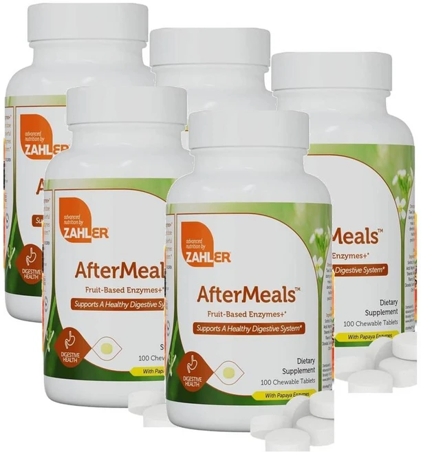 자일러 에프터밀 다이제스티브 엔자임 포 다이제스천 헬스 츄어블 Zahler AfterMeals, 5개, 100정 - 쿠팡