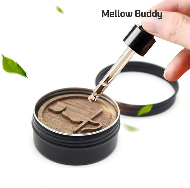 멜로우버디 우드 디퓨저 방향제 천연 케이스 아로마 오일 고양이 클로버, 네잎클로버_원형케이스, 1개, 10ml