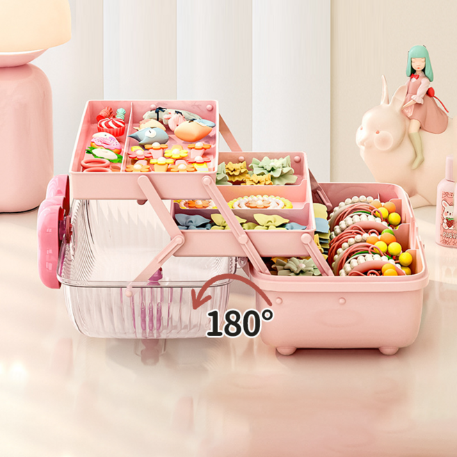 MISI 대용량 헤어핀 DIY재료 수납함, 1개, 핑크색