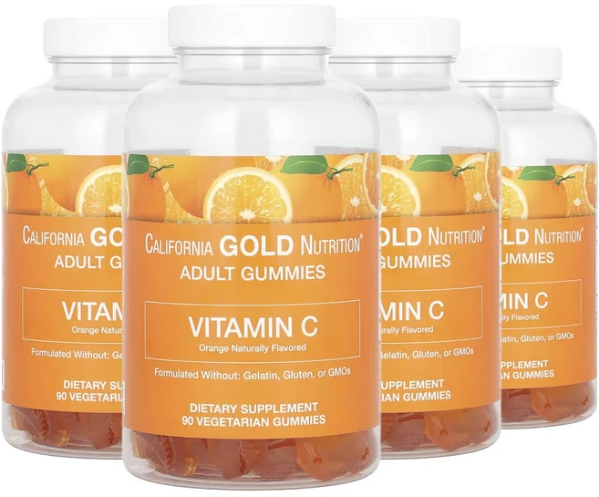 캘리포니아골드뉴트리션 CGN 비타민C 내추럴 오렌지맛 구미 젤리 250mg 90개입 4개, 90정 - 쿠팡
