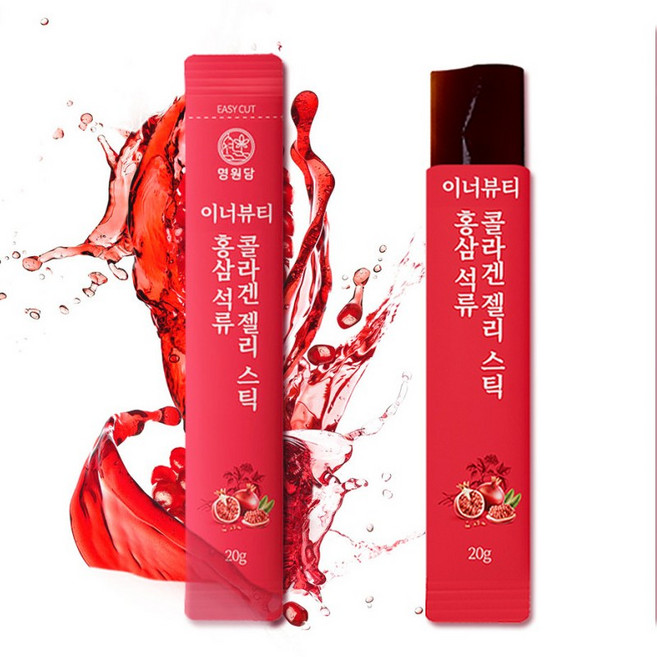 하루한포 건강습관 명원담 이너뷰티 홍삼 석류 콜라겐 젤리스틱 14포 6년근 홍삼스틱 저분자 피쉬콜라겐, 20ml, 14개