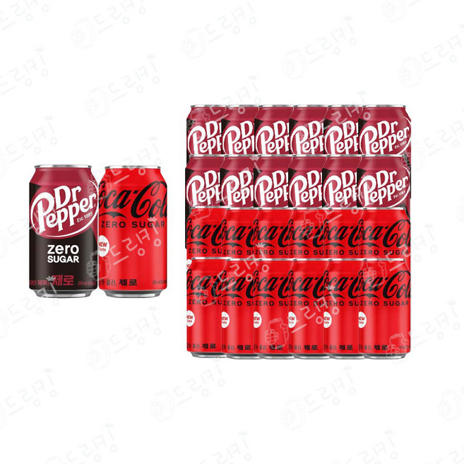 오늘쇼핑 [제로뚱캔 기획전] /코카콜라제로 12캔+닥터페퍼제로12캔 총 24캔, 355ml, 1세트