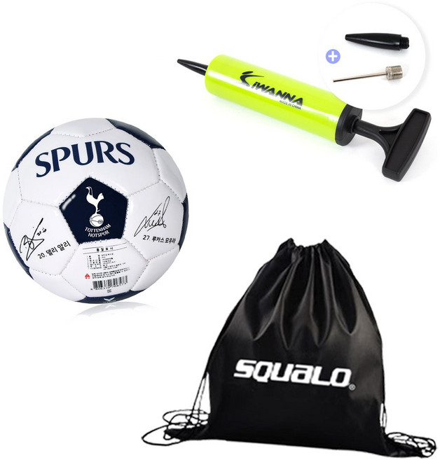 토트넘 축구공 5호 화이트 네이비 TT09 + 스쿠알로 공가방 손흥민/위고 요리스/크리스티안 로메로/해리 윙크스/해리 케인/루카스 모우라 사인공, 토트넘  TT09_05호+아이워너 펌프, 1개