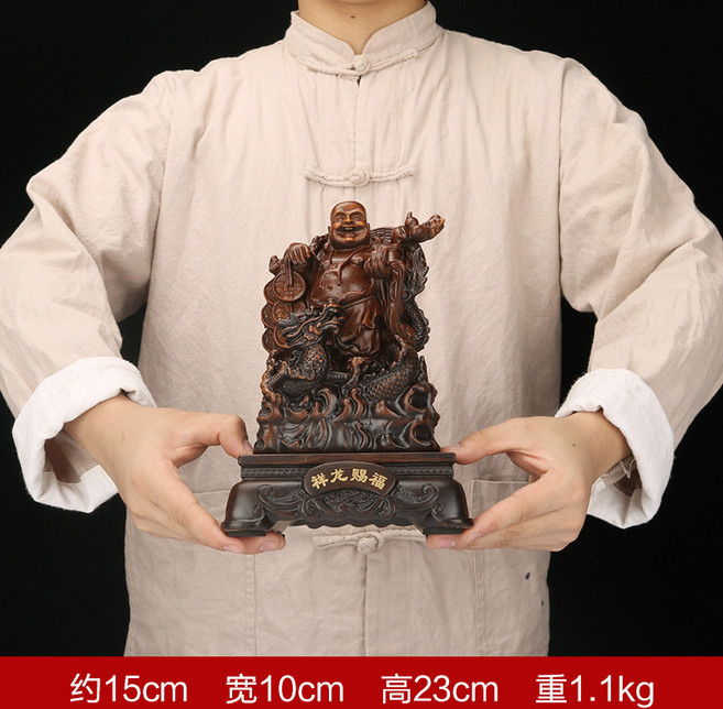 彌勒佛擺件佛像, 檀木色8073