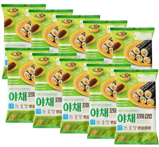풀무원 꼬마 야채 김밥 재료 한입크기 12줄, 124g, 10개