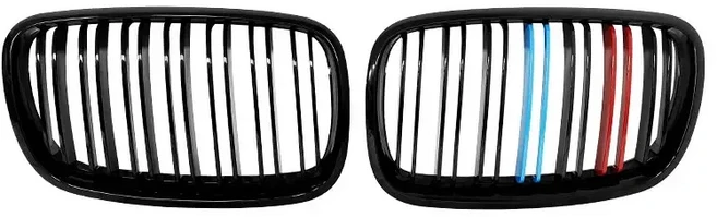 호환 1쌍 유광 블랙 차량 전면 범퍼 그릴 프론트 메쉬 그릴 BMW X5 E70 X6 E71 2007-2014용, 03 M Color