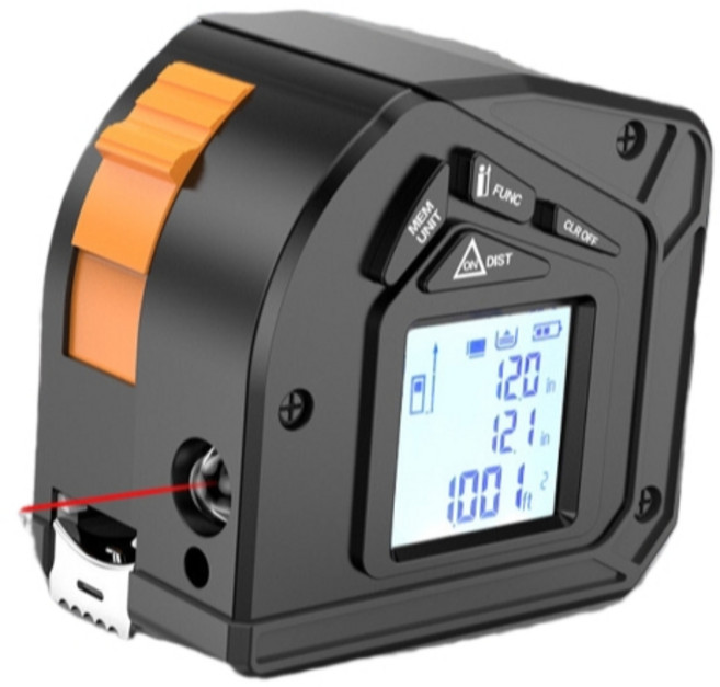 【台灣出貨】高精度激光捲尺 十字激光測距儀 紅外綫激光三合一激光測量尺 電子尺 十字綫三閤一 電子捲尺激光測量尺, 1個, 30米大屏幕激光測距+5米捲尺