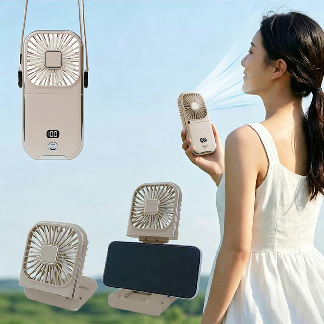 오토림 6WAY 핸디 선풍기 무소음 휴대용 USB 충전식 미니 클립형 목걸이형 탁상용 대용량 배터리 내장, gray