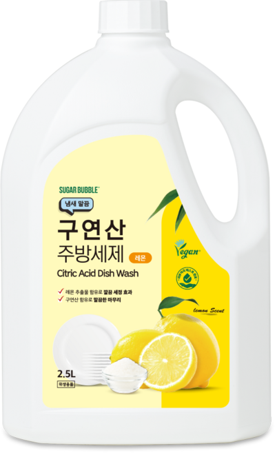 슈가버블 구연산 주방세제 레몬, 4개, 2.5L