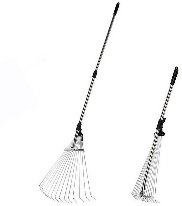 스텐레스 2단 갈퀴 (잔디 낙엽 텃밭 갈퀴 호미 갈고리 농기구), 1개