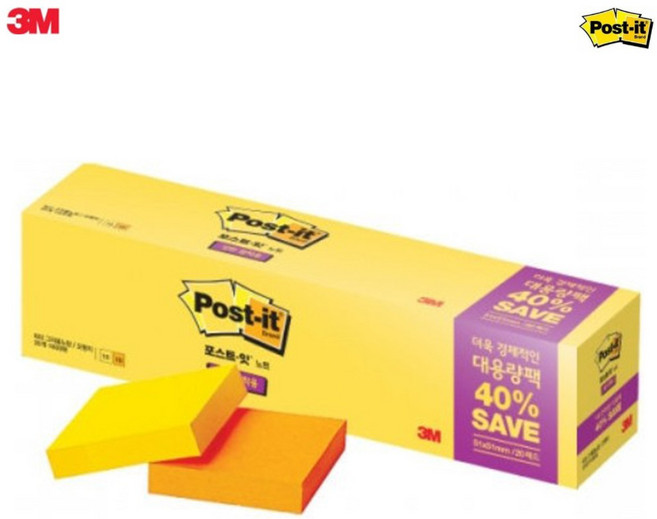 [3M] 포스트잇 대용량팩 SSN 622-20 (51 x 51 mm) 1800매 강한점착용