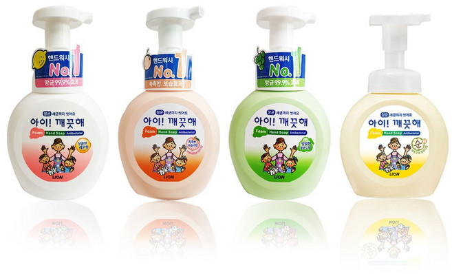 아이깨끗해 거품형 손세정제 핸드워시 핸드솝 거품비누 250ml 용기 파우더 레몬 복숭아 청포도, 1개
