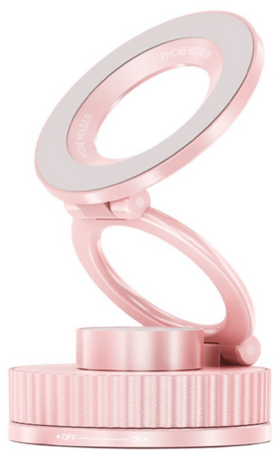 차량 휴대폰거치대 맥세이프 차량 거치대 360도 회전 진공 강력 자석 거치대, 핑크, 1개