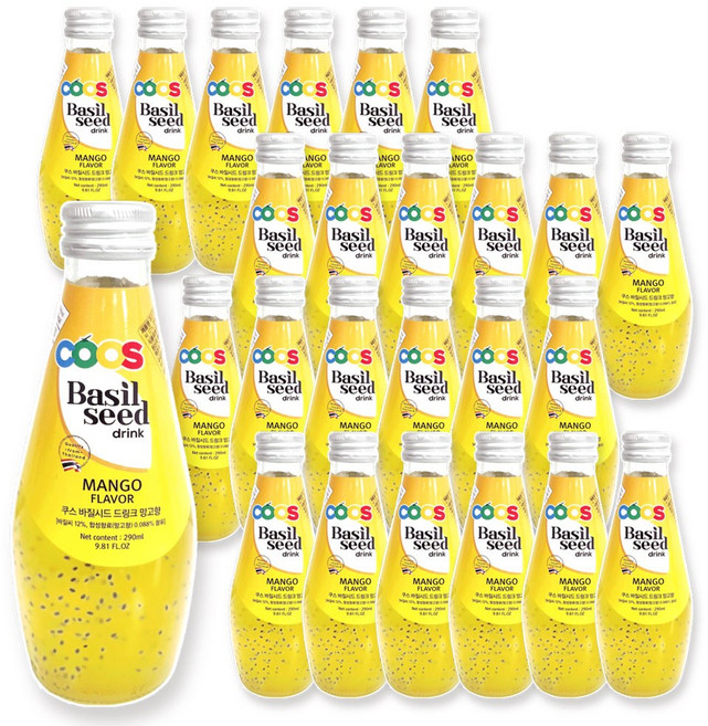 쿠스 바질씨드 드링크 망고향, 290ml, 24개
