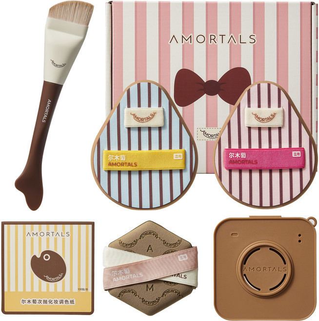 파운데이션 브러쉬 메이크업 브러시 쿠션 퍼프 세트 아모탈스, 1개