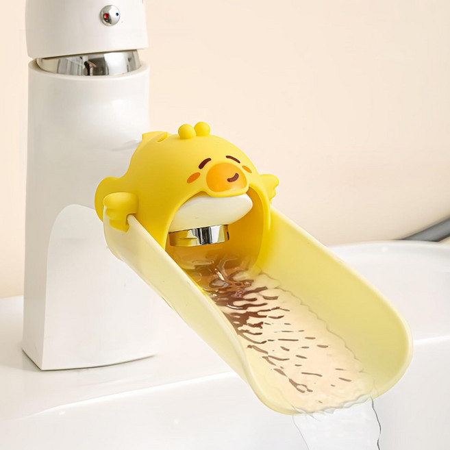 수도꼭지연장 어린이 손씻기 곰돌이 수전 유아수도 세면대 수도 연장탭 부속, 1개, Yellow