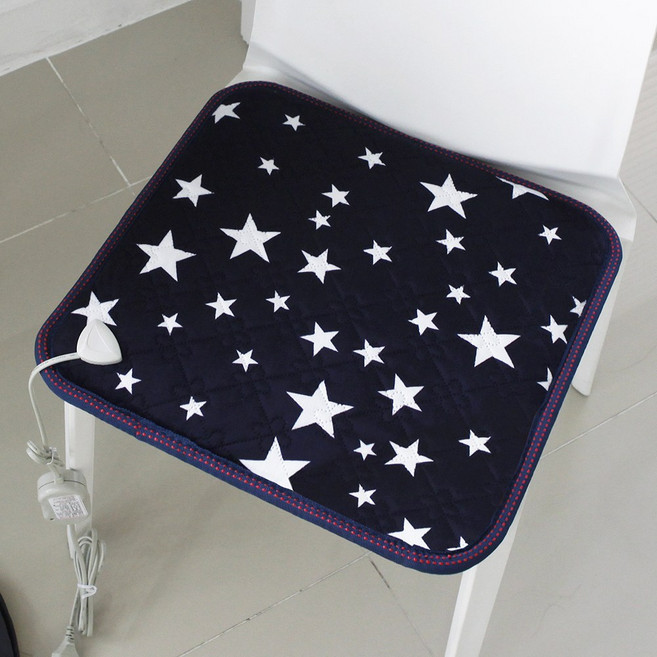 디누스 한일전기 안전하고 따뜻한 1인용 2인용 전기방석, 네이비, 극세사 별무늬 1인용 전기방석-네이비