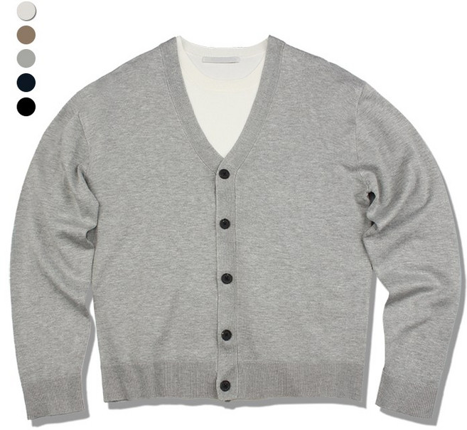 오마보이 남성용 비스코스 쿨링 브이넥 가디건