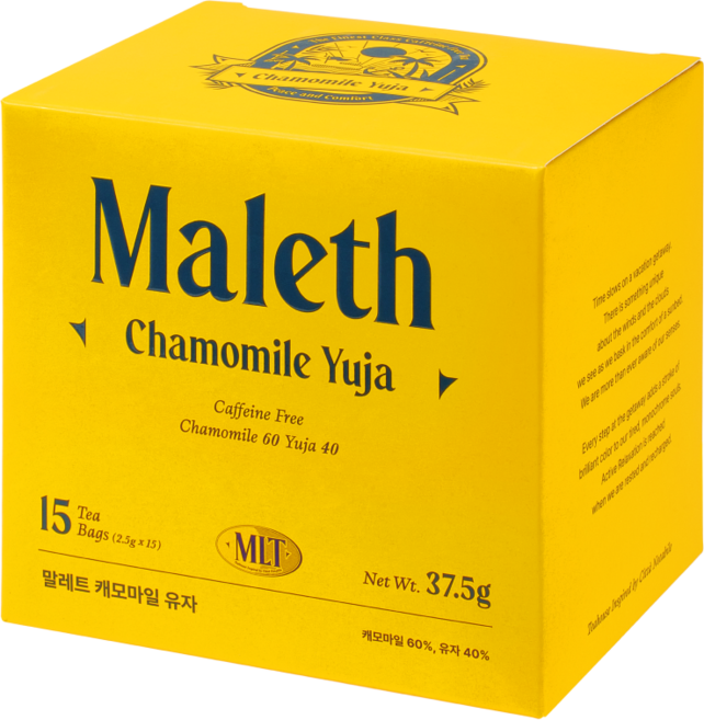 말레트 캐모마일 차 티백 고흥유자 개별포장, 2.5g, 15개입, 1개
