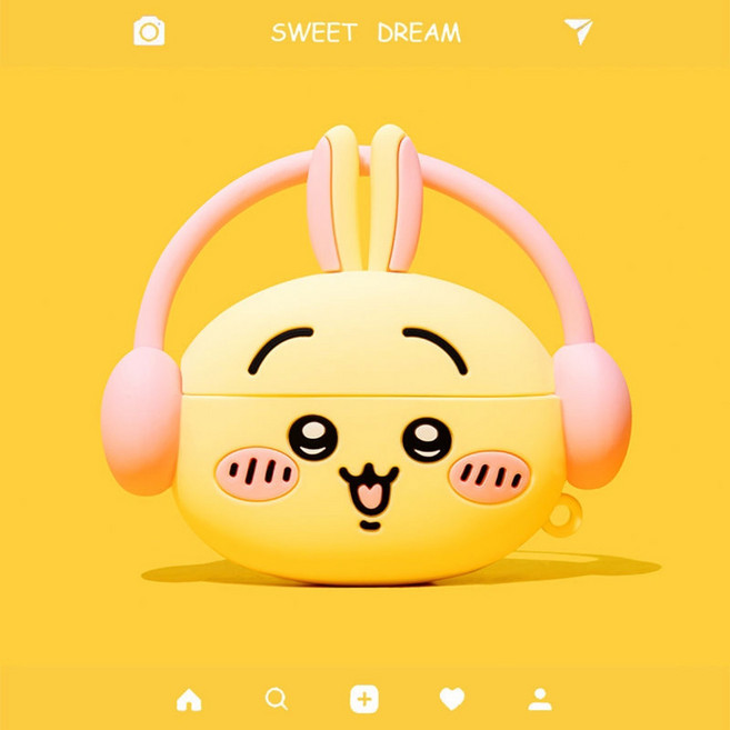 에어팟프로3 귀여운 캐릭터 입체 실리콘 하드 투명 보호 키링 케이스 치이카와 짱구 뚱이, 18.이어폰 우사기, 1개, Airpods pro3호환