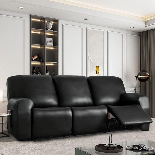 리클라이너 쇼파 커버 가죽 3인 3인용, 1인용, 블랙