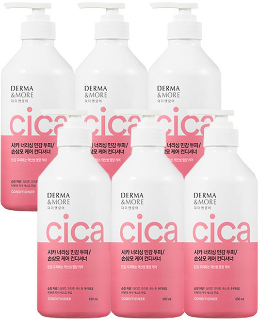 더마앤모어 시카 너리싱 민감두피 손상모 케어 컨디셔너, 600ml, 6개