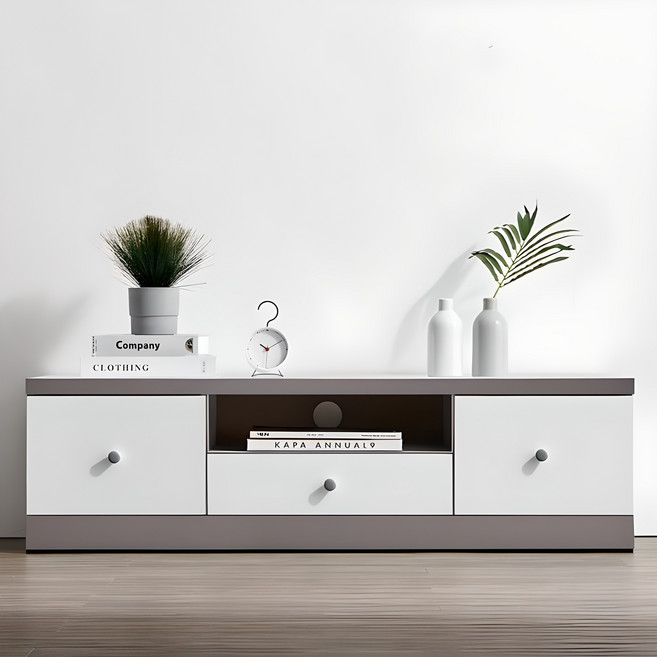 바로방가구 비엔나 1200 서랍형 낮은 거실장 티비다이 TV테이블 예쁜 거실 장식장, 그레이화이트