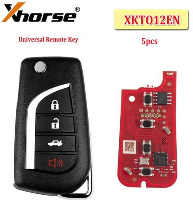 5개 Xhorse XKTO12EN 2세대 유선 리모컨 키 토요타 스타일 4버튼 자동차 VVDI2 툴 영어 버전