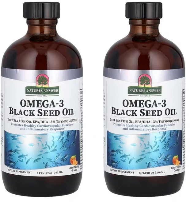 네이쳐스엔서 오메가3 블랙씨드 오일 함유 오렌지 맛 240ml, 2개 - 쿠팡